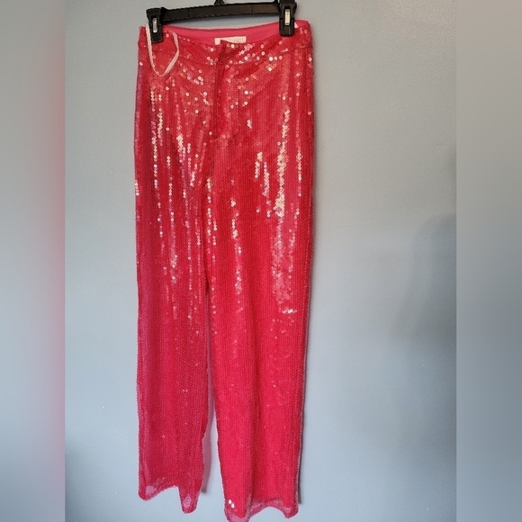 REVOLVE More To Come Sequin Two-Piece Pant Set Hot Pink Small NWOT - Picture 7 of 12